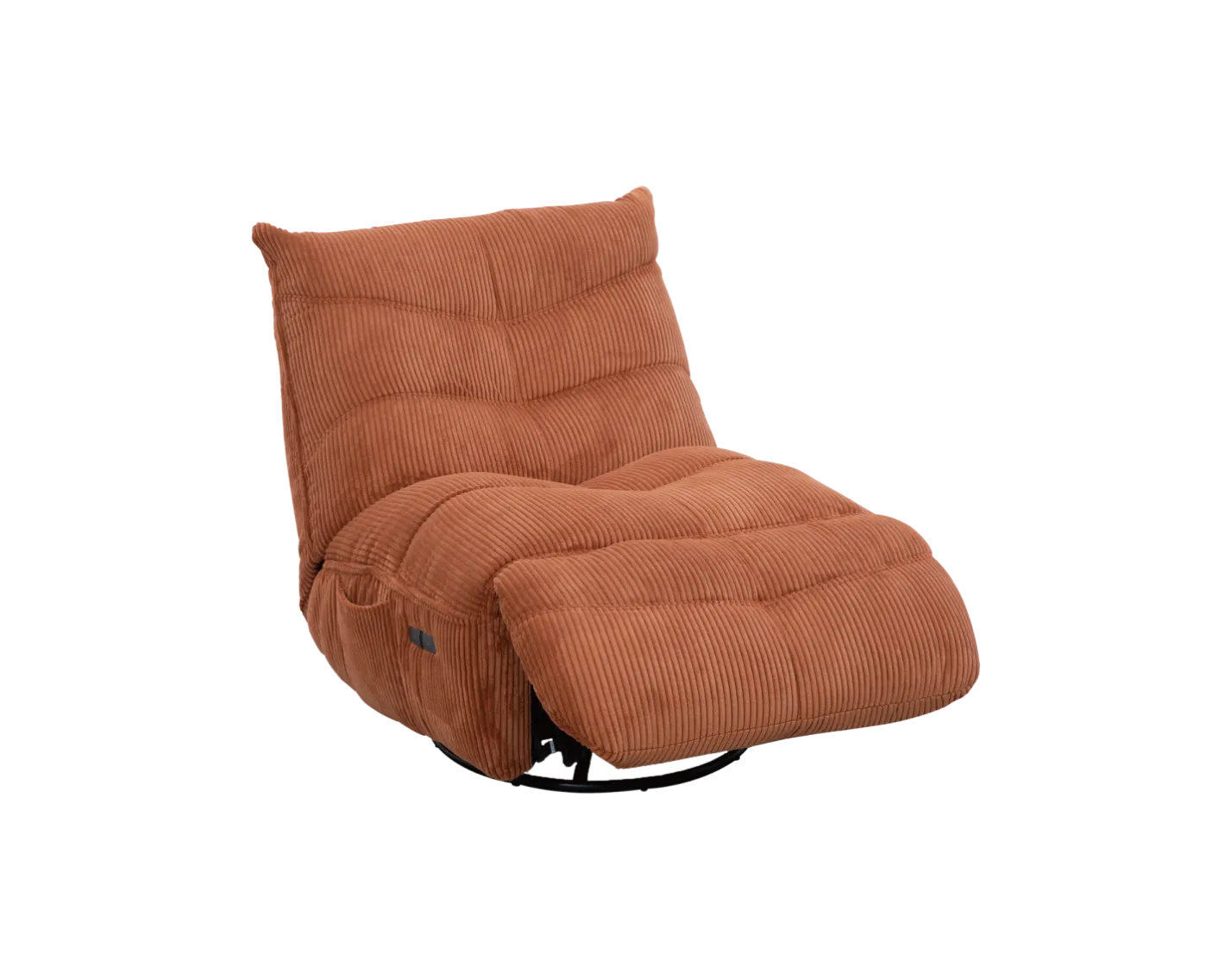Outlet Fauteuil enveloppant en velours côtelé terracotta "Cascada" rotatif avec repose-pieds relevable Fauteuil