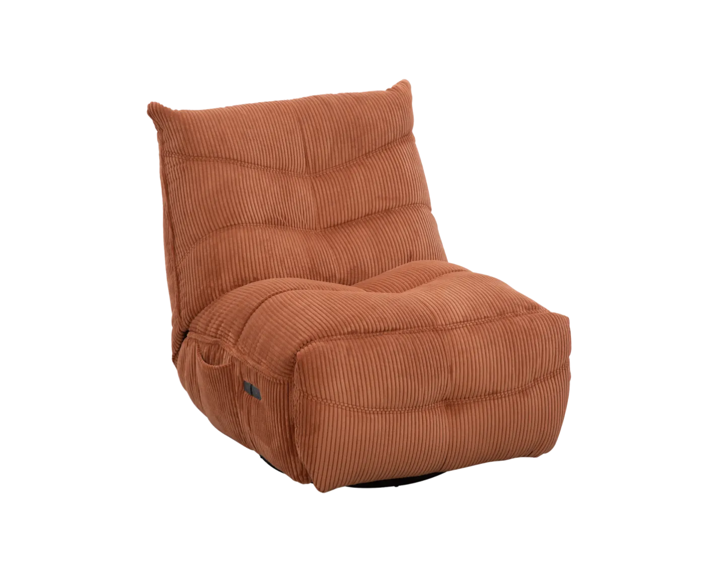 Outlet Fauteuil enveloppant en velours côtelé terracotta "Cascada" rotatif avec repose-pieds relevable Fauteuil
