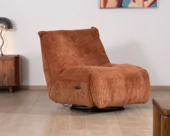 Outlet Fauteuil enveloppant en velours côtelé terracotta