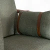 New Fauteuil esprit ethnique en tissu gaufré kaki "Plume" Fauteuil