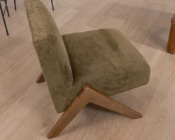 Discount Fauteuil esprit vintage en tissu vert kaki clair 