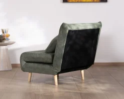 New Fauteuil esprit vintage en tissu vert kaki