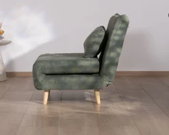 New Fauteuil esprit vintage en tissu vert kaki