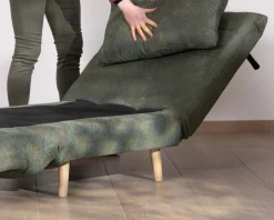 New Fauteuil esprit vintage en tissu vert kaki