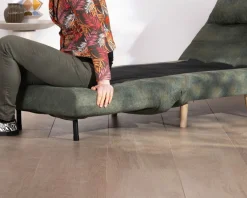New Fauteuil esprit vintage en tissu vert kaki