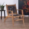 Fauteuil ethnique bas en bois de hêtre et cordages "Pop Vintage" Fauteuil