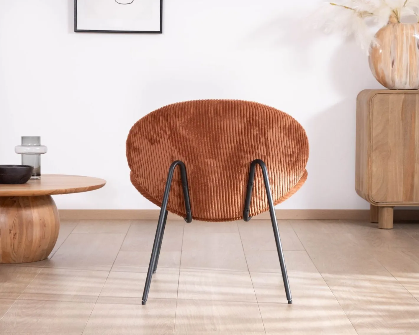 Fauteuil lounge design en velours côtelé rouille "Sonate" Fauteuil