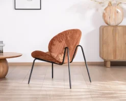 Fauteuil lounge design en velours côtelé rouille "Sonate" Fauteuil
