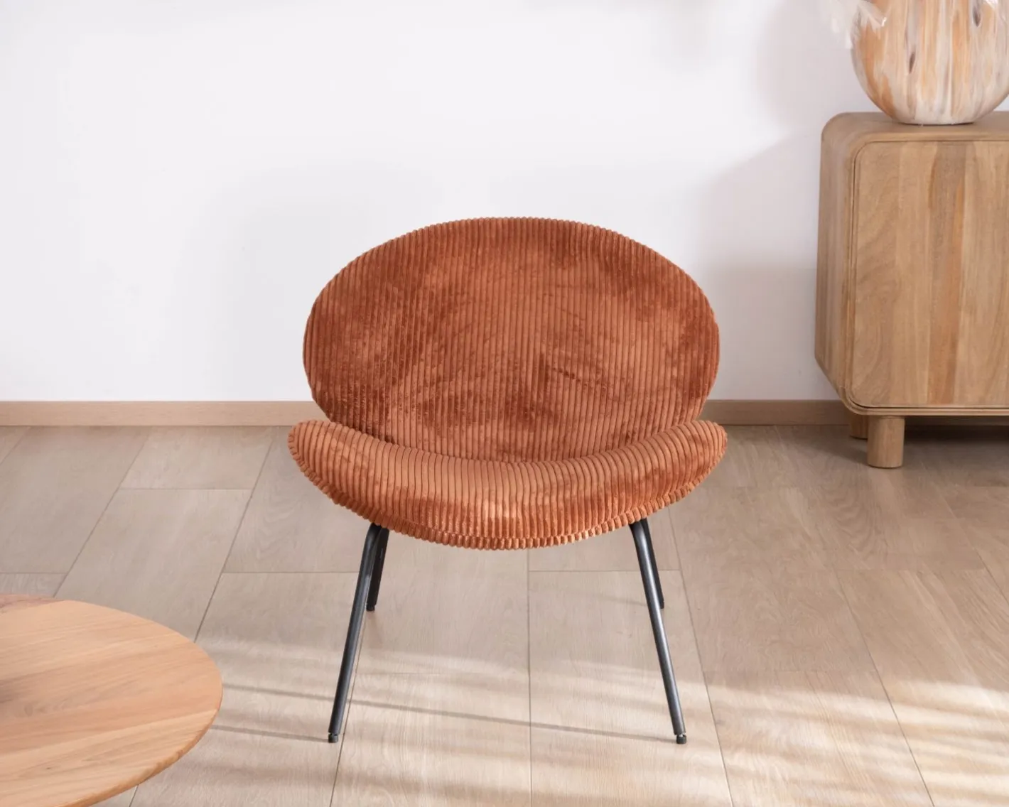 Fauteuil lounge design en velours côtelé rouille "Sonate" Fauteuil