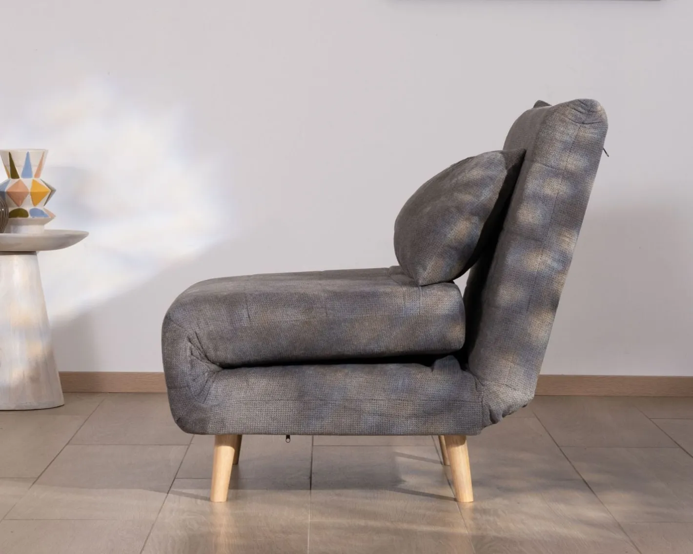 Discount Fauteuil modulable en couchage d'appoint "Folda" en tissu gris Fauteuil