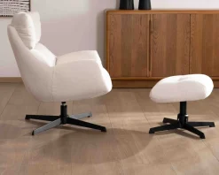 Online Fauteuil pivotant avec repose-pieds modulaire en tissu bouclette écru "Calista" Fauteuil