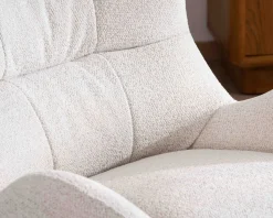 Hot Fauteuil pivotant cocooning en tissu bouclette blanc cassé 