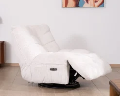 Best Fauteuil pivotant et inclinable en velours côtelé écru 