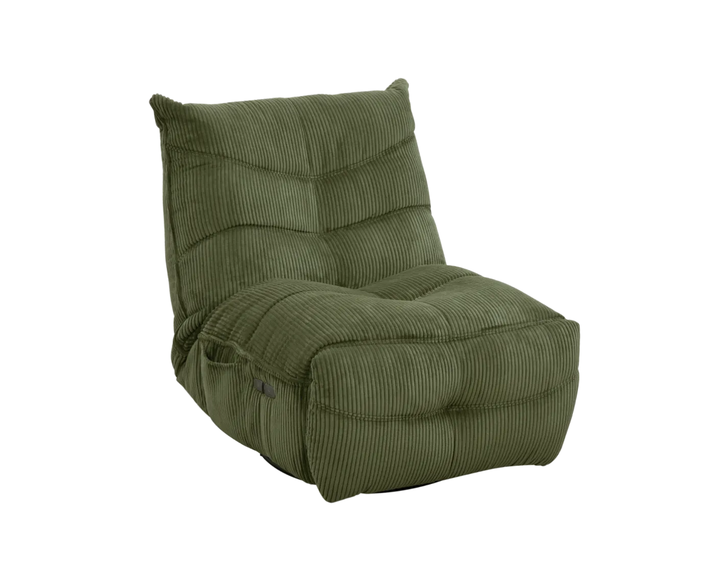 Outlet Fauteuil relax esprit cosy en velours côtelé vert "Cascada" avec inclinaison électrique Fauteuil