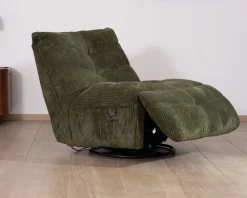 Outlet Fauteuil relax esprit cosy en velours côtelé vert