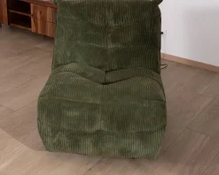 Outlet Fauteuil relax esprit cosy en velours côtelé vert