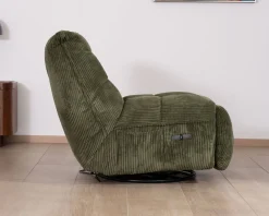 Outlet Fauteuil relax esprit cosy en velours côtelé vert