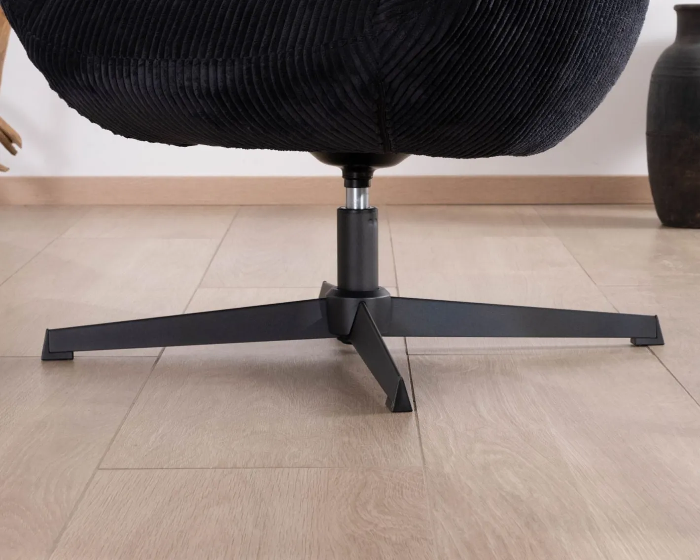 Best Fauteuil relax tournant 360° en velours côtelé noir "Bissett" Fauteuil