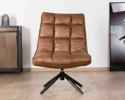 Discount Fauteuil relax ultra-confort avec pied rotatif "Grundy" en tissu microfibre havane Fauteuil