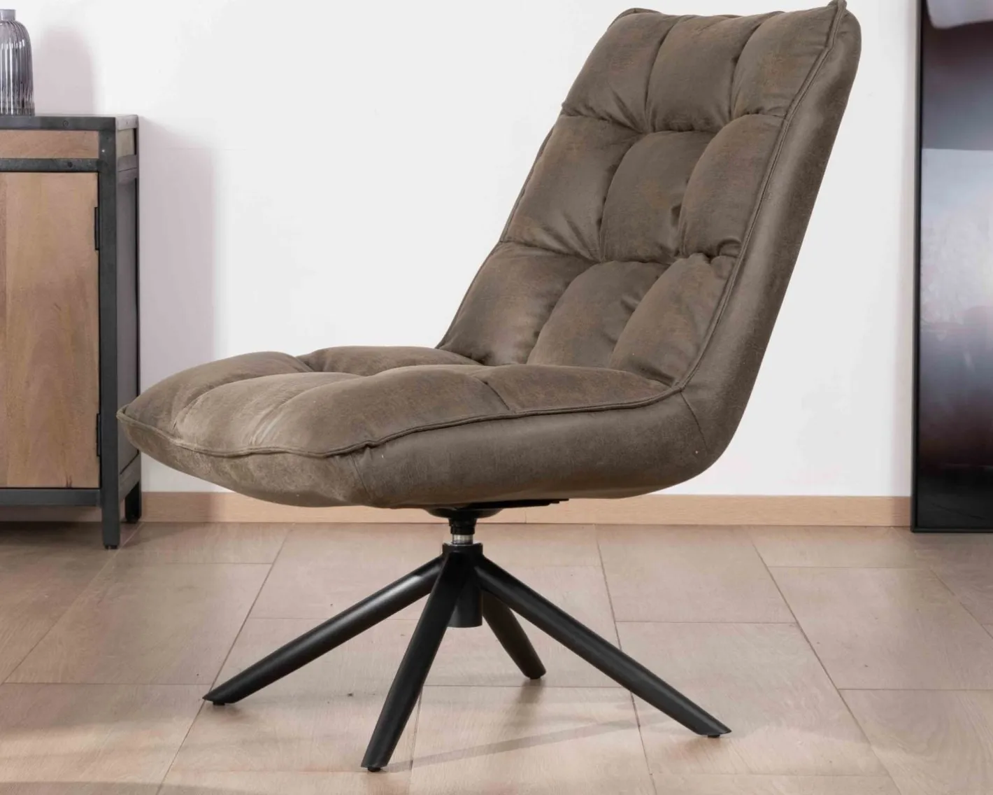 Hot Fauteuil relax ultra-confort avec pied rotatif "Grundy" en tissu microfibre vert kaki Fauteuil