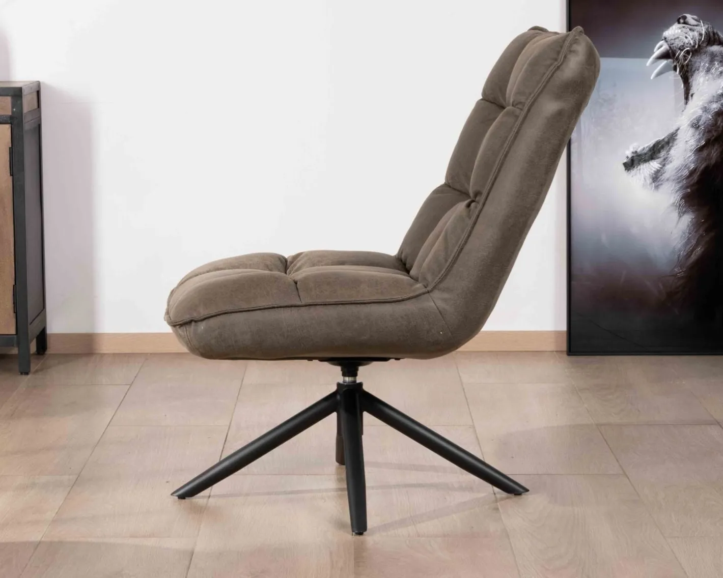 Hot Fauteuil relax ultra-confort avec pied rotatif "Grundy" en tissu microfibre vert kaki Fauteuil