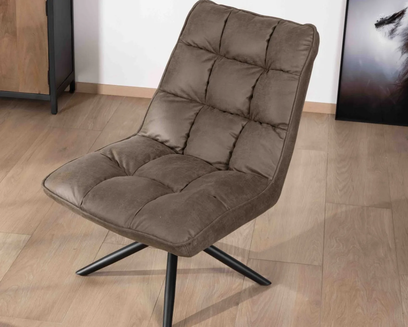 Hot Fauteuil relax ultra-confort avec pied rotatif "Grundy" en tissu microfibre vert kaki Fauteuil