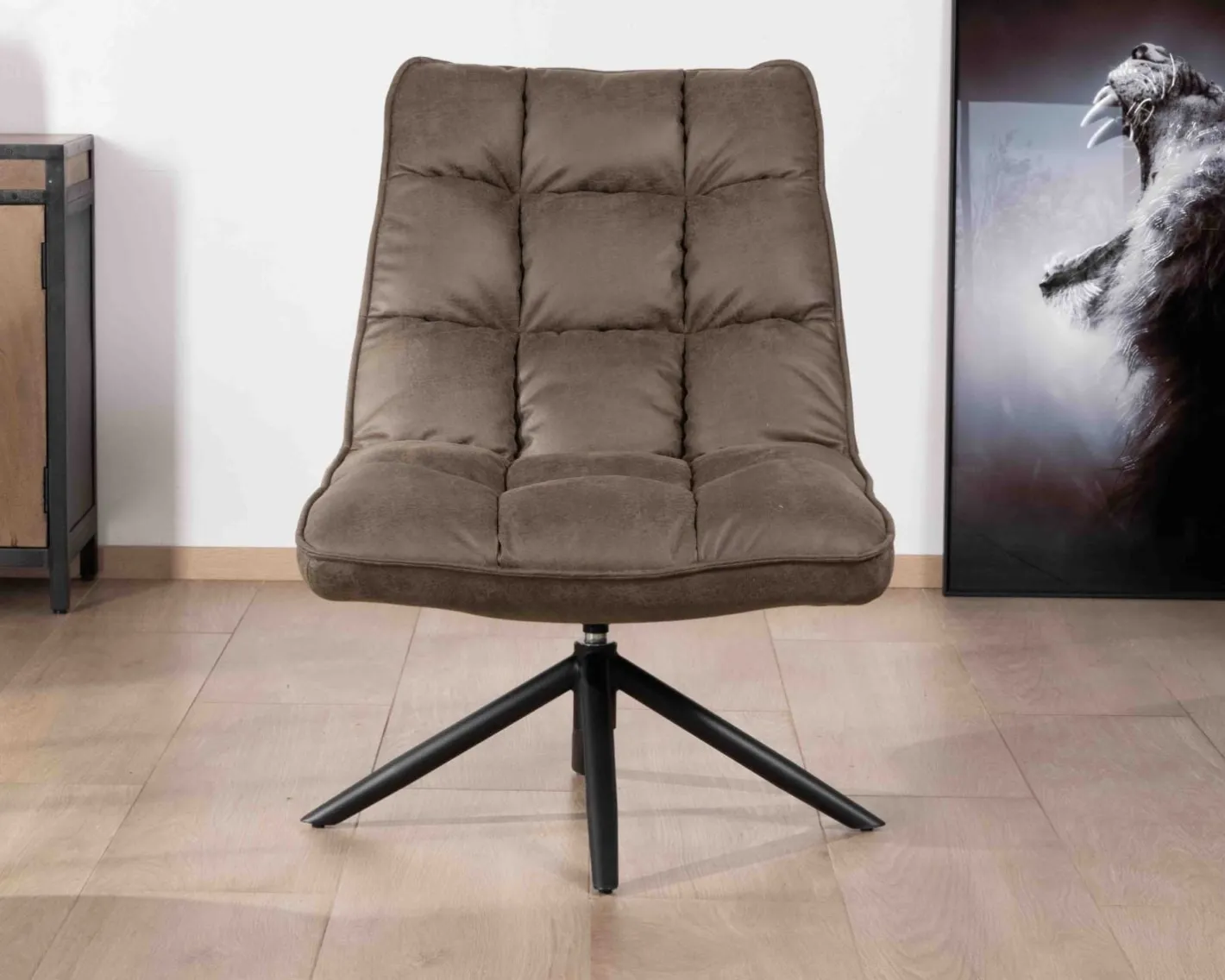 Hot Fauteuil relax ultra-confort avec pied rotatif "Grundy" en tissu microfibre vert kaki Fauteuil