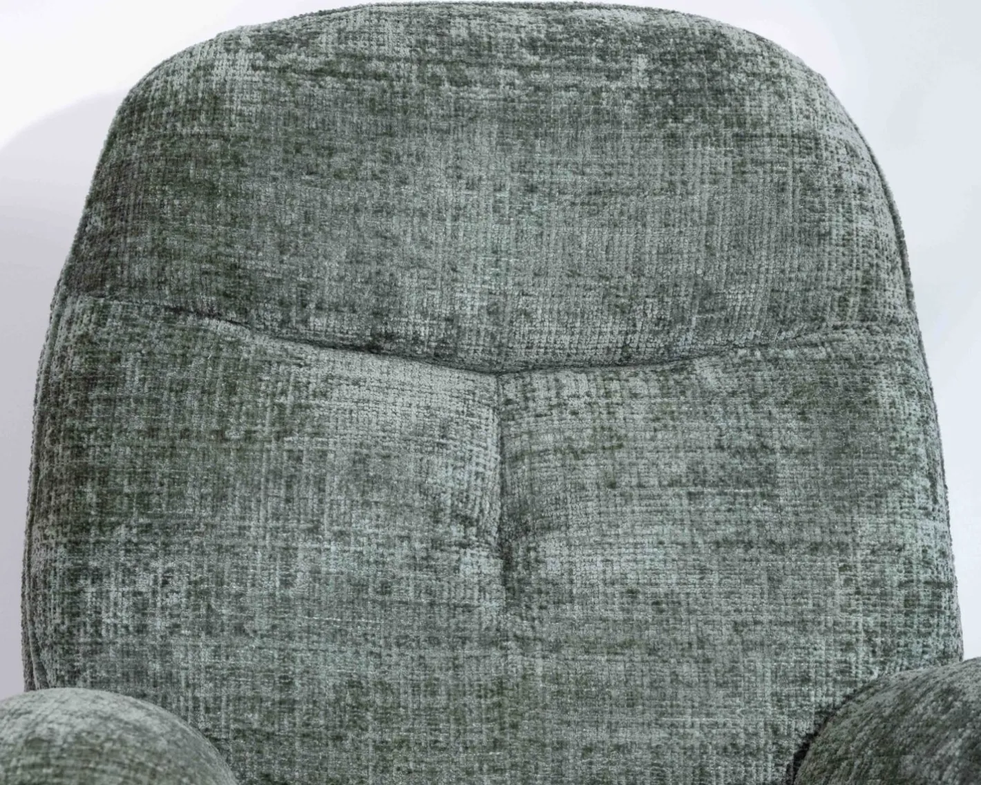 New Fauteuil rotatif design rétro en tissu soyeux vert sauge "Branson" avec pouf Fauteuil