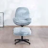 Outlet Fauteuil rotatif enveloppant avec repose-pieds "Branson" en tissu bleu glacier Fauteuil