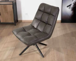 Discount Fauteuil rotatif ultra-confort en tissu microfibre gris foncé 