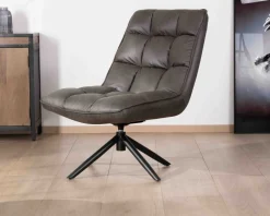 Discount Fauteuil rotatif ultra-confort en tissu microfibre gris foncé 