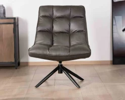 Discount Fauteuil rotatif ultra-confort en tissu microfibre gris foncé 