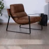 New Fauteuil rétro tissu havane et métal noir "Torsten" Fauteuil