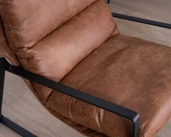 New Fauteuil rétro tissu havane et métal noir
