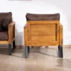 Fauteuil style club en teck et tissu aspect cuir "Roster" Fauteuil