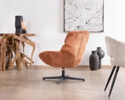 Hot Fauteuil tournant 360° en velours côtelé terracotta 