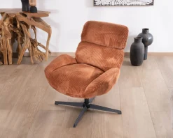 Hot Fauteuil tournant 360° en velours côtelé terracotta 