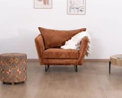Outlet Fauteuil ultra confort en tissu terracotta