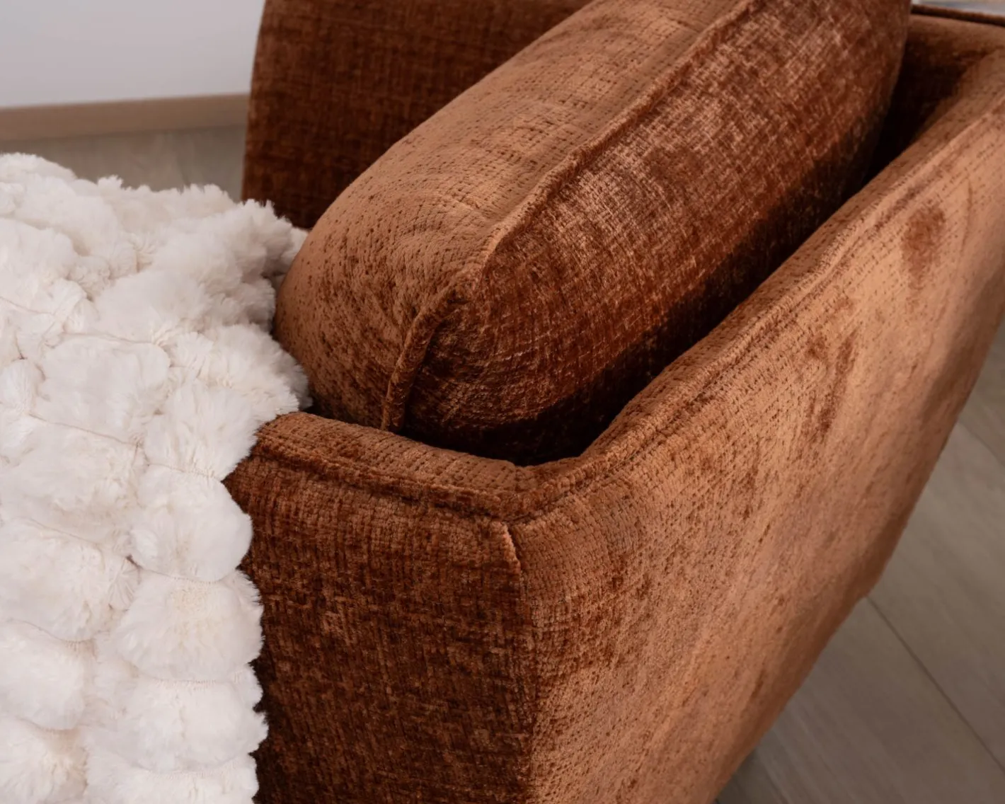 Outlet Fauteuil ultra confort en tissu terracotta "Hasting" style vintage cosy Fauteuil