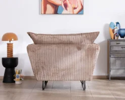 Discount Fauteuil ultra confort esprit scandinave en velours côtelé camel "Hasting" Fauteuil