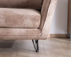 Discount Fauteuil ultra confort esprit scandinave en velours côtelé camel 