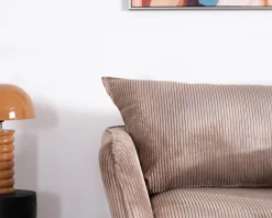 Discount Fauteuil ultra confort esprit scandinave en velours côtelé camel 