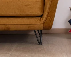 Clearance Fauteuil vintage ocre en tissu et métal ultra confort