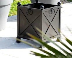 Sale Grand bac cache pot décoratif 65 cm en métal noir 