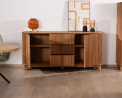 New Grand bahut style rétro en chêne huilé 180 cm