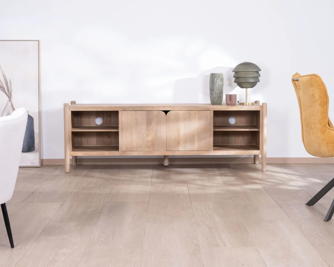 Online Grand banc TV en manguier esprit japandi "Orobie" 185 cm Meuble Télé
