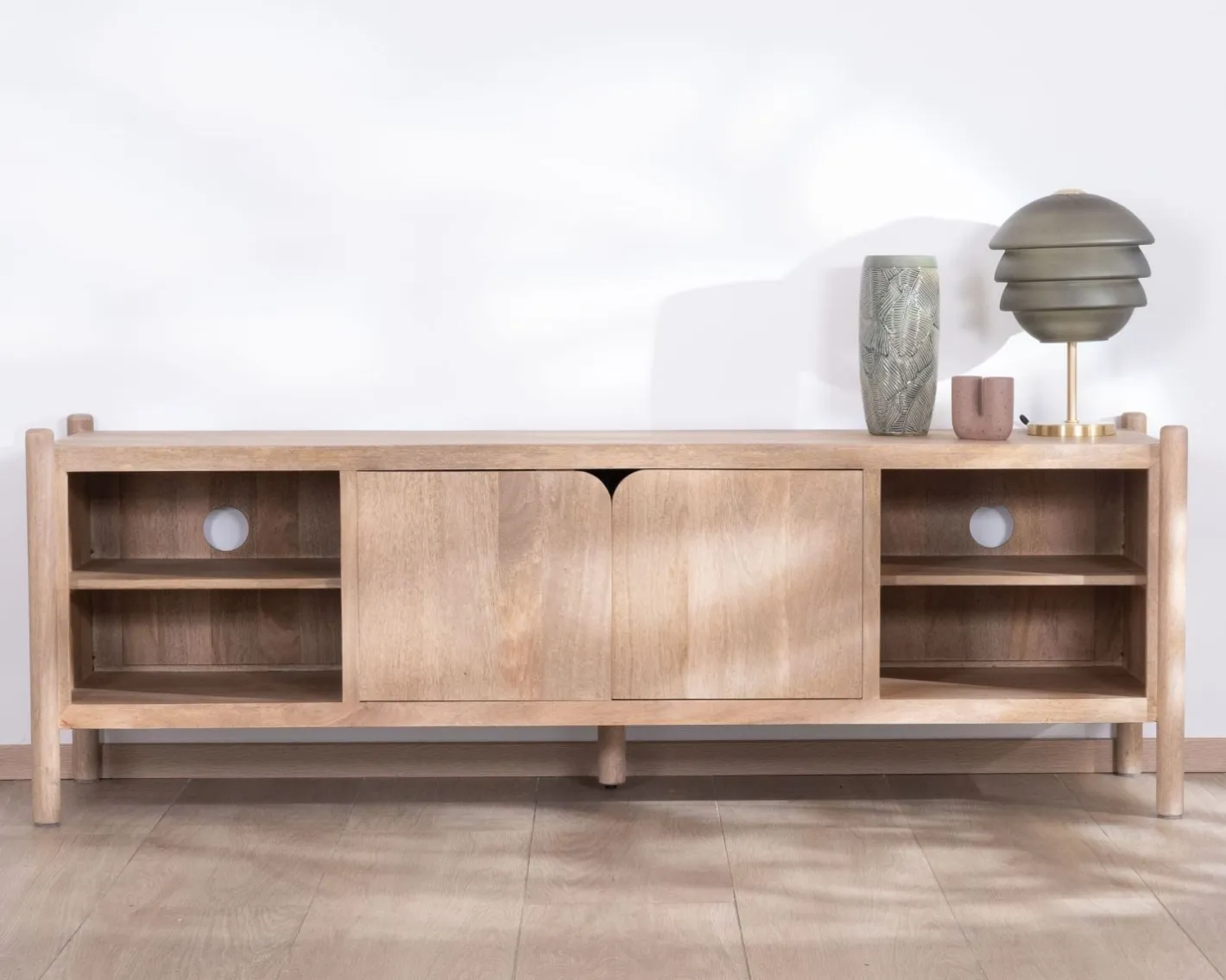 Online Grand banc TV en manguier esprit japandi "Orobie" 185 cm Meuble Télé