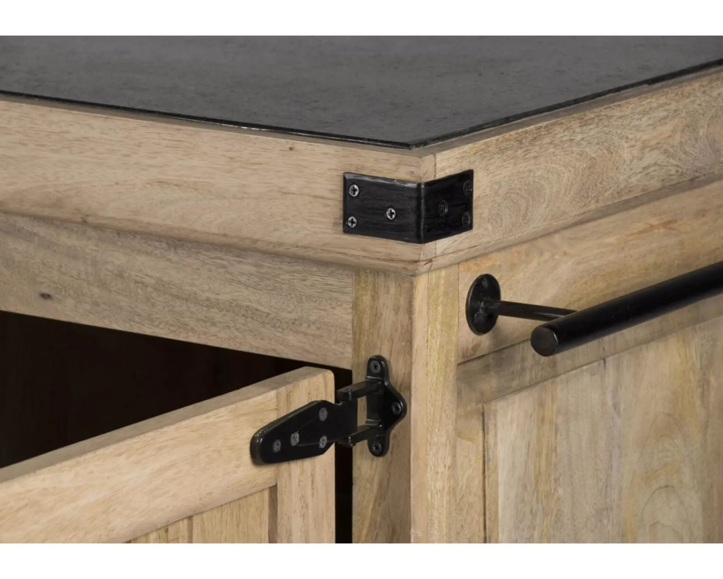 Online Grand billot de cuisine bois massif plateau pierre "Grand Chef" 165 cm Billot Et Ilot De Cuisine