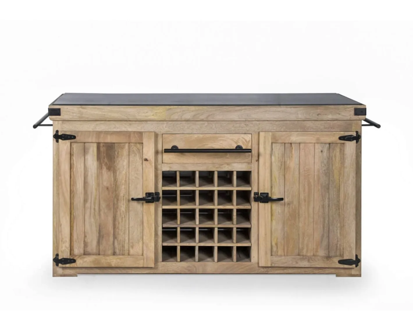 Online Grand billot de cuisine bois massif plateau pierre "Grand Chef" 165 cm Billot Et Ilot De Cuisine