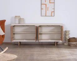 Outlet Grand buffet bas 4 portes style organique et contemporain "Miona" Buffet Et Bahut